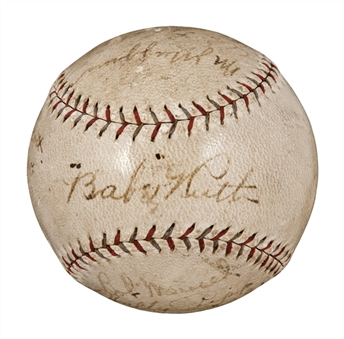 1925 New York Yankees Team Signed Official A.L. (Ban Johnson) Baseball (8 Signatures) - Including Ruth, Huggins, Dugan and Pipp (PSA/DNA)